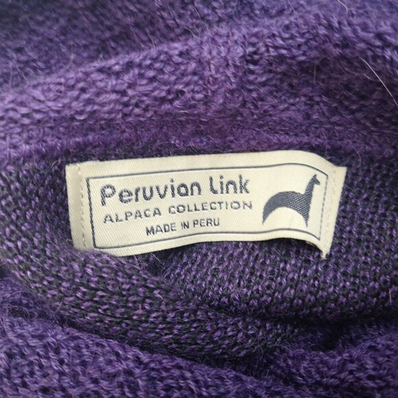 Peruvian Link Ladies Purple Poncho with Turtleneck Alpaca Collection - Picture 3 of 6